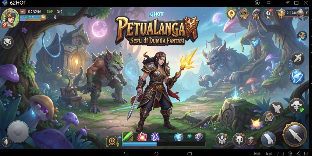 Screenshot gameplay 62HOT menunjukkan aksi mendebarkan di dunia petualangan.