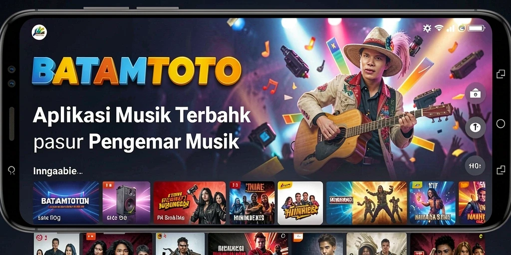 Tangkapan layar utama BATAMTOTO menampilkan antarmuka aplikasi musik yang menarik.