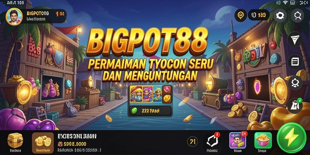 Screenshot gameplay BIGPOT88 menampilkan aktivitas manajemen bisnis.