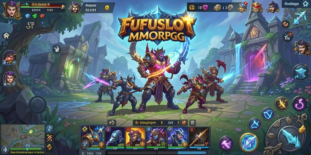 Tangkapan layar gameplay FUFUSLOT yang menunjukkan pertarungan epik dalam dunia MMORPG.