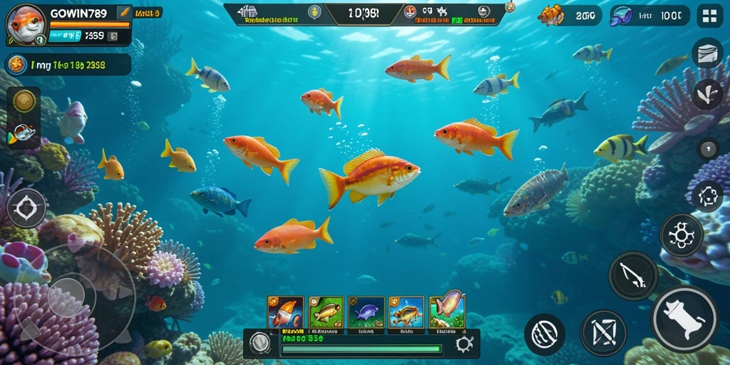 Tampilan gameplay GOWIN789 saat menembak ikan.