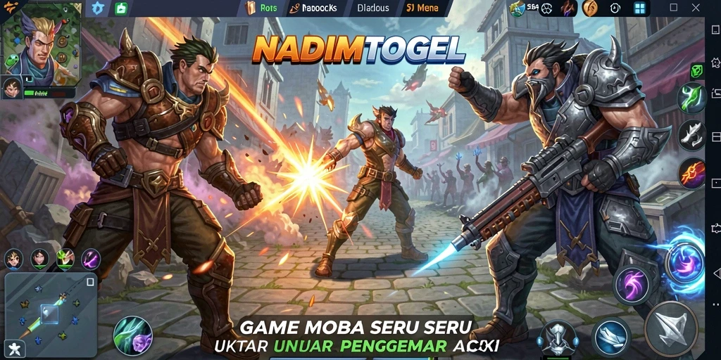 Screenshot NADIMTOGEL yang menampilkan aksi pertempuran seru di arena MOBA.
