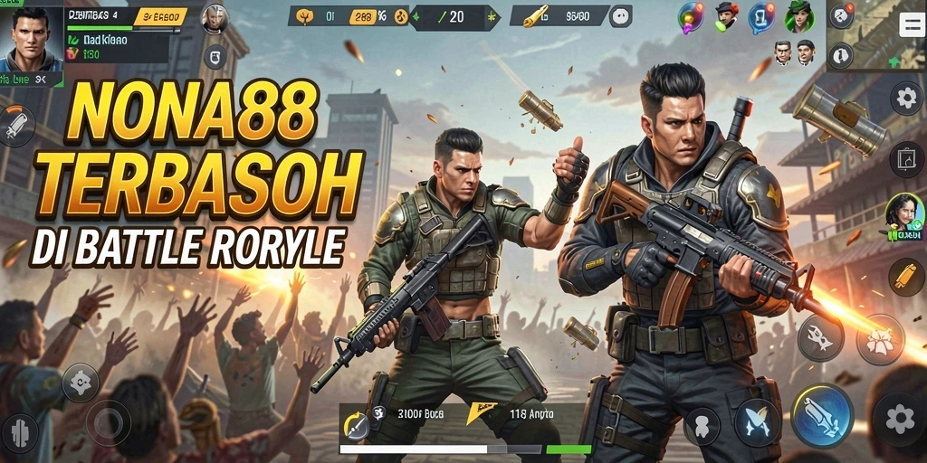 Tampilan gameplay mendebarkan dari NONA88 dalam aksi Battle Royale.