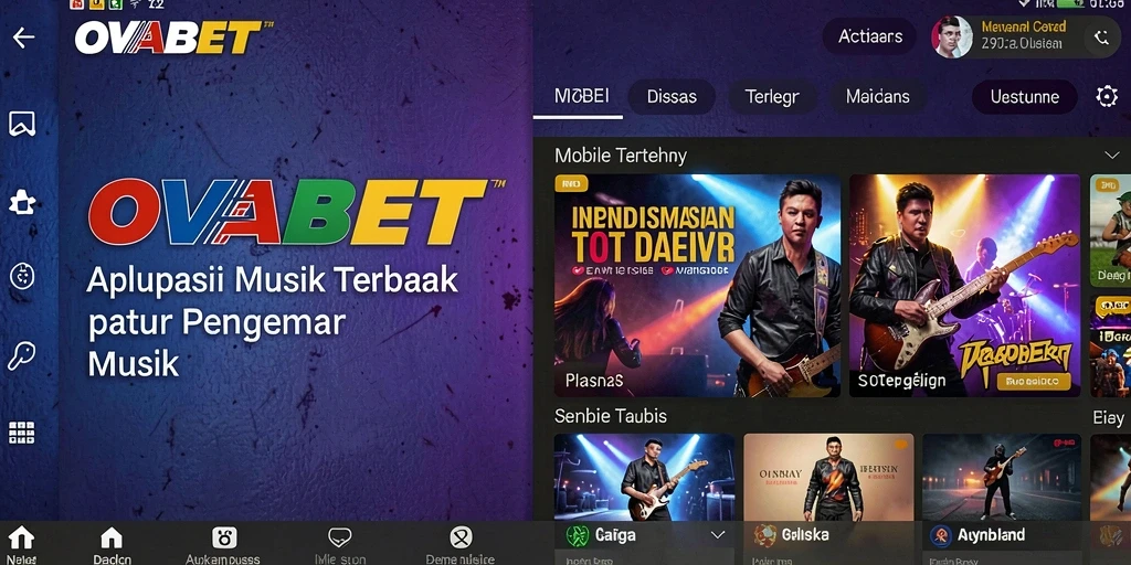 Tampilan gameplay OVABET yang menampilkan berbagai genre musik.