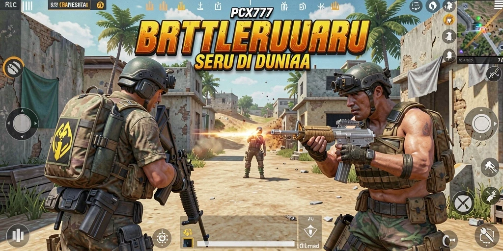 Screenshot gameplay <strong>PCX777</strong> saat pertempuran sengit di arena Battle Royale.
