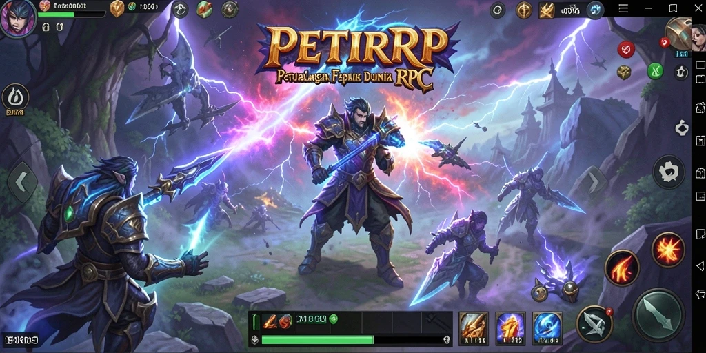 Tangkapan layar dari gameplay PETIRRP menunjukkan pertempuran seru di dunia fantasi.