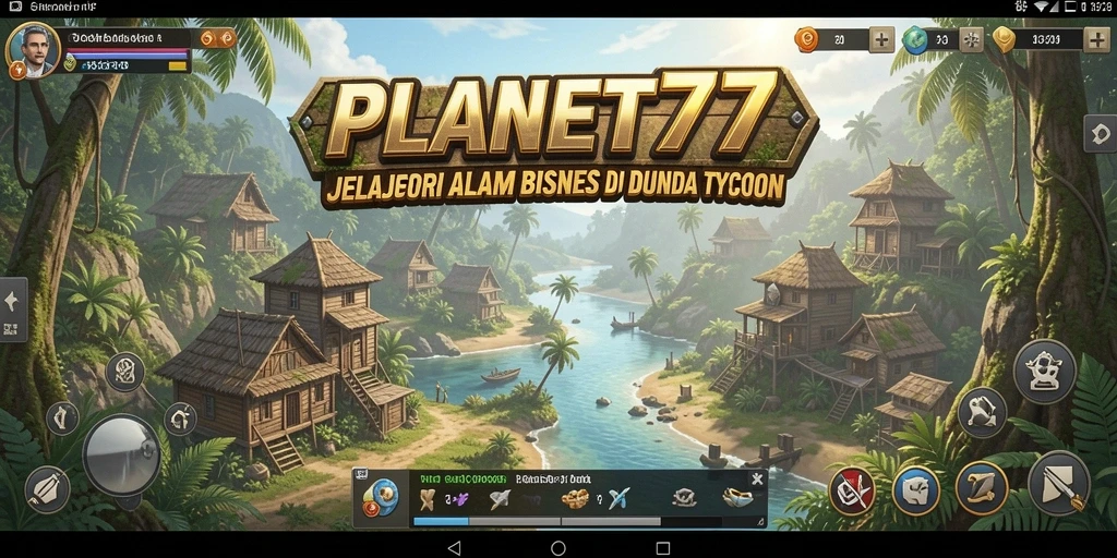 Tangkapan layar utama PLANET77 menampilkan pengalaman gameplay Tycoon yang seru.