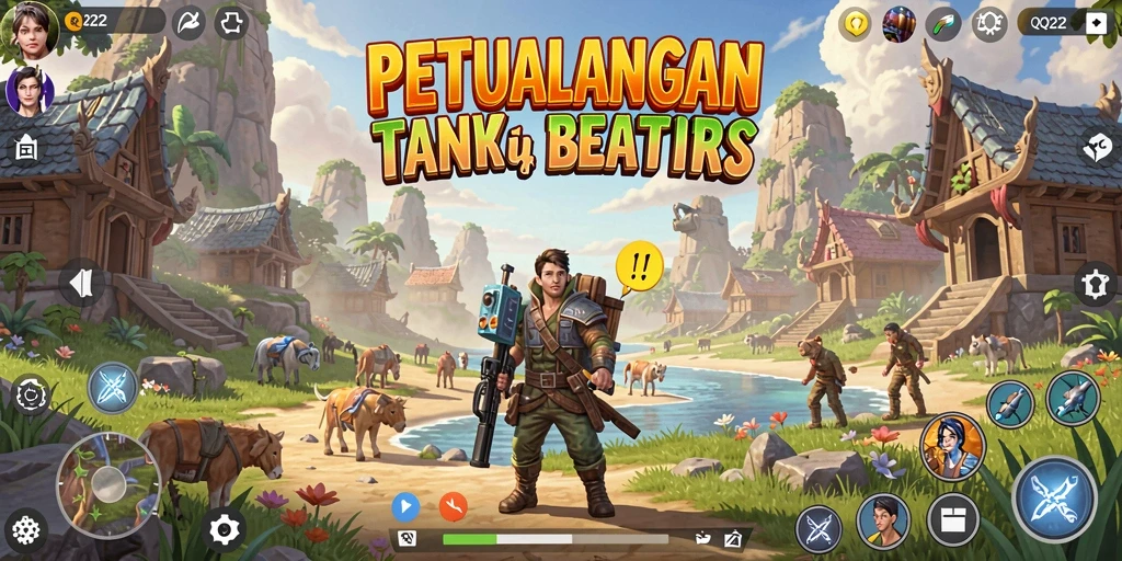 Screenshot dari gameplay QQ222 yang menampilkan eksplorasi dunia terbuka.