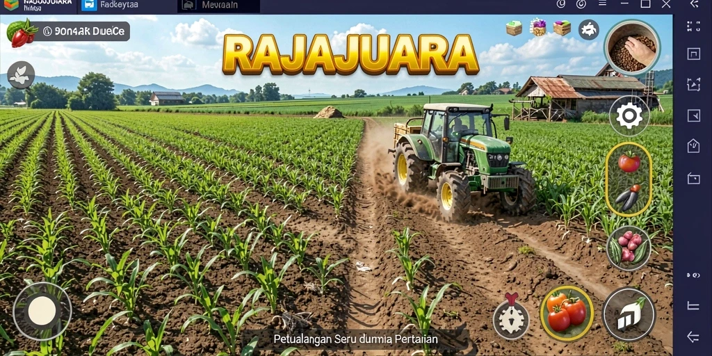 Screenshot gameplay RAJAJUARA menampilkan aktivitas bertani yang seru.