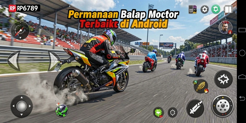 Tampilan gameplay menegangkan dari RP6789 dengan balapan motor cepat.