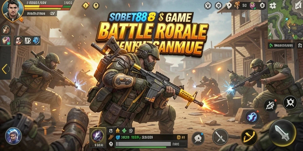 Screenshot gameplay menunjukkan aksi seru dalam pertempuran Battle Royale.