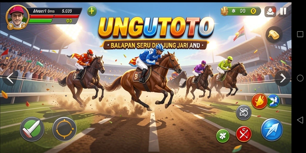Gameplay menegangkan saat balapan di UNGUTOTO dengan lintasan yang menarik.