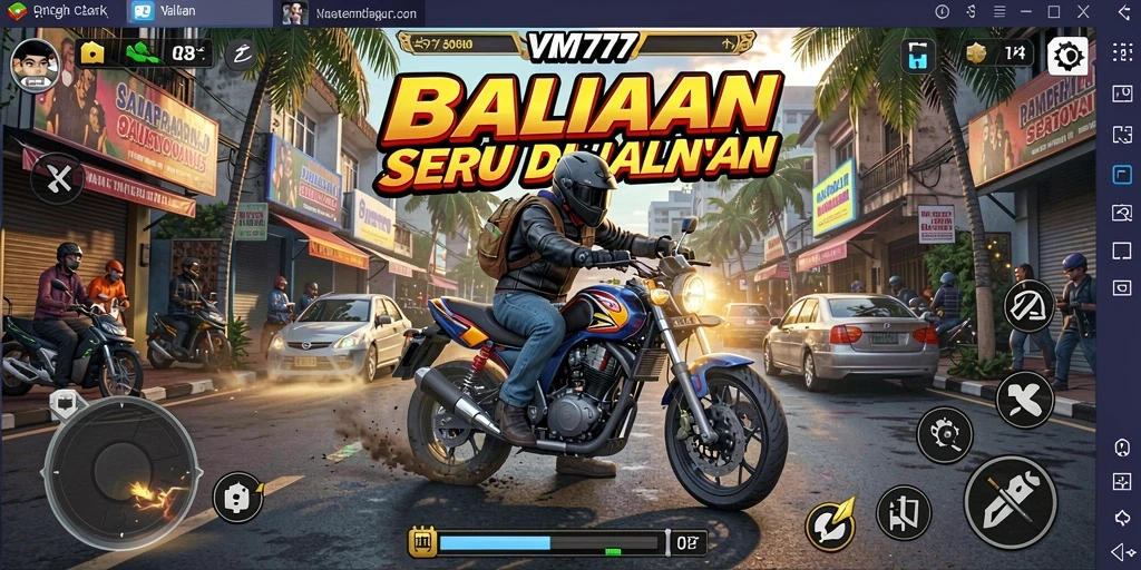 Tangkapan layar utama VM777 menampilkan balapan mendebarkan dengan grafis yang memukau.